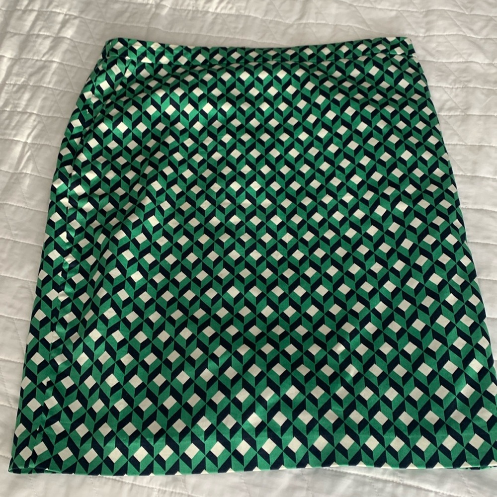 Green geometric pencil skirt sz 12